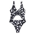 thumbnail image 3 of EGNMCR Maillots de Bain pour Femmes Mode Imprimé Marguerite Col en V Profond une-Pièce, 3 of 9