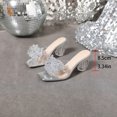 thumbnail image 4 of Dakaela Clear Heels for Women Square Toe Heeled Sandals Rhinestones Chunky Wedding Party Dress Pumps, 4 of 8