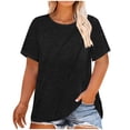 thumbnail image 1 of Plebaso Hauts Décontractés pour Femmes T-Shirts à Manches Courtes Plissées Col Rond Tee Confortable Blouses d'Été pour Femmes, 1 of 5