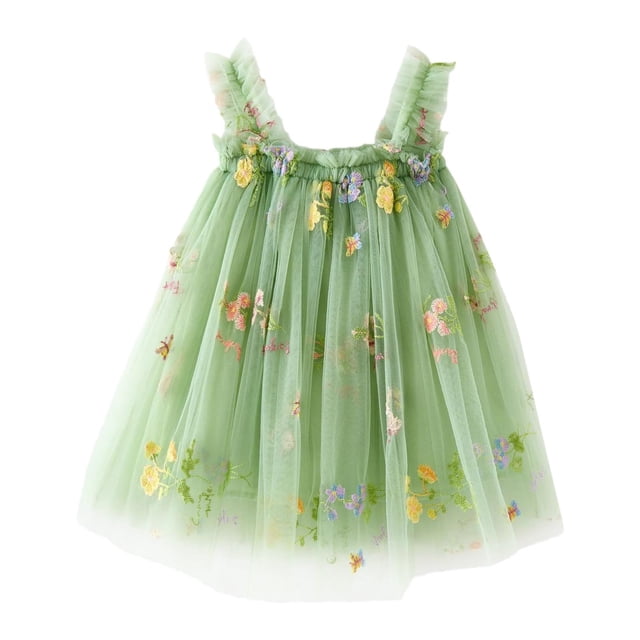 Robe d'Été pour Filles Sans Manches, Robe Tutu pour Filles, Robes de Fête pour Filles, Robe en Tulle pour Filles 4-5 Ans