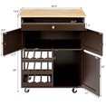 thumbnail image 2 of Gymax Îlot de Cuisine Roulant Chariot de Service Armoire de Rangement avec Casier à Vin Brun, 2 of 10