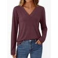 thumbnail image 1 of ShomPort Long Sleeve T-Shirts for Womens V-Neck Lightweight Solid Color Soft Blouses Breathable Comfort Daily Elastic Pullover Tees Tops, 1 of 6