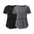thumbnail image 2 of Vêtements de Grossesse Offres de l'Action de Grâce Liquidation Été Vêtements de Maternité pour Femmes Col Rond Manches Courtes Volants Pli Hauts de Grossesse, 2 of 5