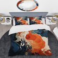 thumbnail image 2 of Designart "Liquid Ink Waves Blue and Orange Fusion VI" Abstract Painting Bedding Covert Set - Abstract Blue Modern Bed Set With 2 Shams, 2 of 6