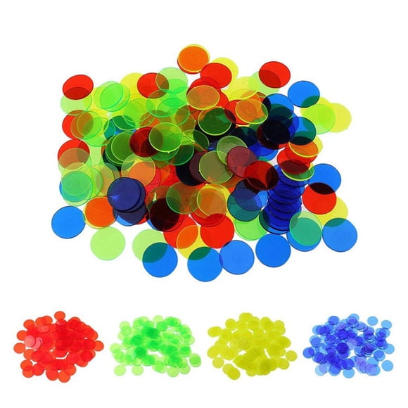 MasteelfCA 100pcs Colorful Transparent Bingo Game Accessories Counters Counting Bingo Chips Plastic Bingo Supplies Count Bingo Chips Mixed Color