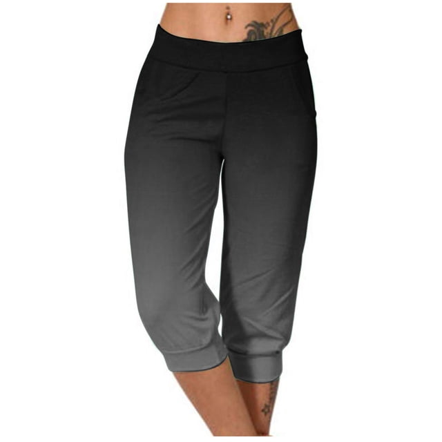 Yuyuzo Womens Capri Pants High Waisted Drawstring Sweatpants Running Gym Cropped Trousers with Pockets