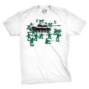 Little Green Army Hommes T Shirt Vintage Funny Logo Shirts Jouet de nouveauté militaire Tee (Blanc) - L