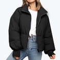 thumbnail image 1 of Veste en Duvet pour Femmes en PVC, Cardigan Uni à Col Montant, Manteau Rembourré d'Extérieur, 1 of 9