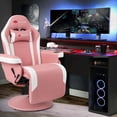 thumbnail image 4 of Goplus Massage Gaming Recliner Height Adjustable Racing Swivel Chair with Cup Holder Pink, 4 of 10