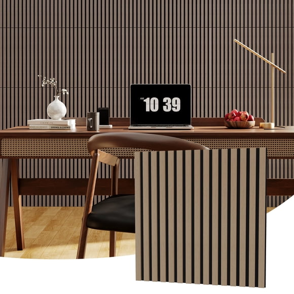 Acoustic Wall Panels – 3D Wooden Teak – Soundproof Decorative Tiles – Noise Reduction – Home Theater, Office, Studio, Bedroom & Living Room – Slat Design – 9mm Thick