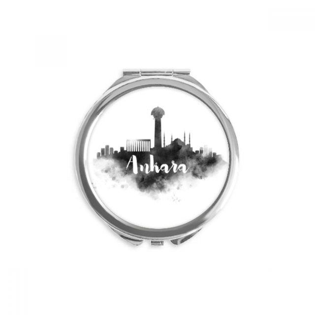 Ankara Turkey Landmark Ink City Painting Hand Compact Mirror Round Portable Pocket Glass