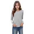 thumbnail image 4 of Yanlir Striped Casual Shirts for Kids Boys Girls Cute Print T-shirt Fashion Loose Round Neck Print Long Sleeve O-Neck Tops 3-14 Years(Gray,4 Years), 4 of 6