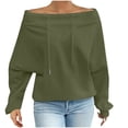 thumbnail image 1 of Women's Off Shoulder Sweatshirt Adjustable Drawstring Oversized Long Sleeve Shirt Pullover Basic Slouchy Clothes 2025, 1 of 6
