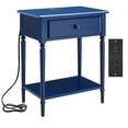 thumbnail image 1 of Leick Home Coastal Nightstand Side Table with AC/USB Charger-Navy Blue, 1 of 9