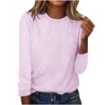 thumbnail image 1 of HKEJIAOI Chemises Long Sleeve en Polyester pour Women Col Rond Solide Sortant Tops pour Women, 1 of 4