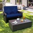 thumbnail image 3 of Costway Patio Rattan Loveseat Set Daybed Lounge Storage Ottoman Side Tables Adjust Navy, 3 of 10