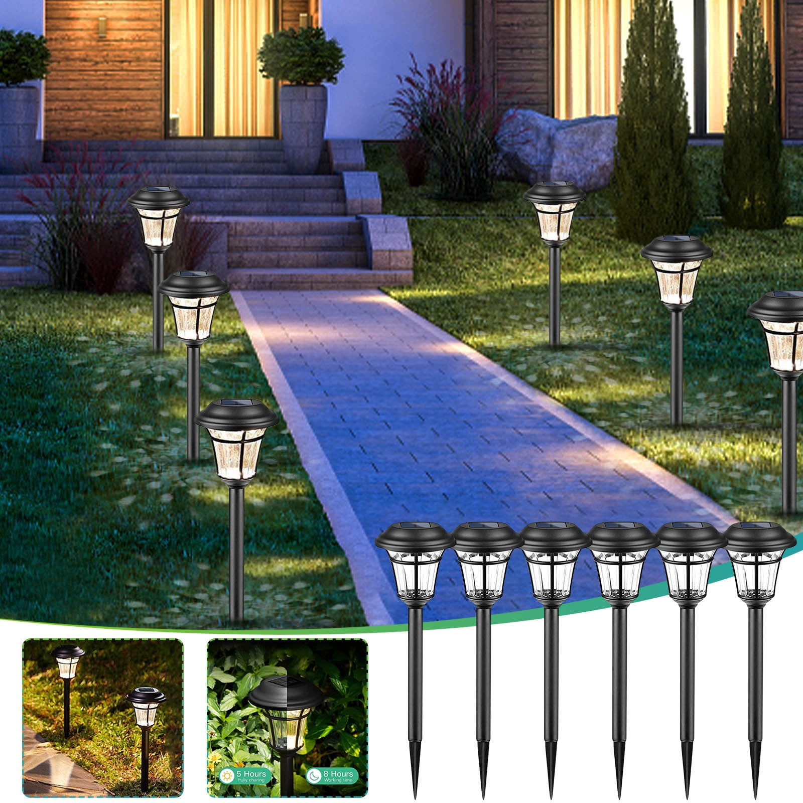 Meitianfacai 6PCS Outdoor Garden LED Solar Light Solar Garden Lights For Yard/Walkway/Patio Decor