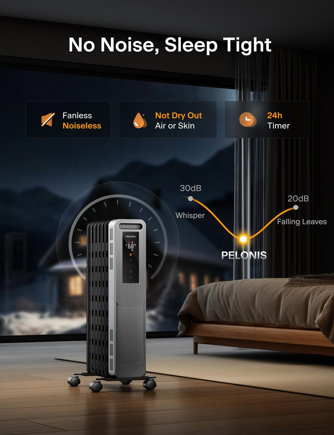 Radiateur à huile électrique Pelonis 1500 W à 3 réglages