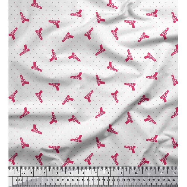 Soimoi Modal Satin Fabric Dot & Weapon Print Fabric by the Yard 42 Inch Wide