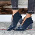 thumbnail image 2 of Kcodviy Autumn Women Boots Chunky Winter Boots for Women Tan Heel Mid Heel Print Leopard Booties Women Boots 8 Solid Color Pointed Toe Chunky Boots for Women Comfortable Slip on, 2 of 6