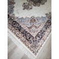 thumbnail image 4 of La Dole Rugs Navy Blue Beige Cream Silver Vintage Traditional Flat Pile Soft Area Rug Carpet Mat For Living Room Hallway Runner Outdoor Patio Sizes 5x7, 8x10, 7X9 feet inch inches ft, 4 of 5