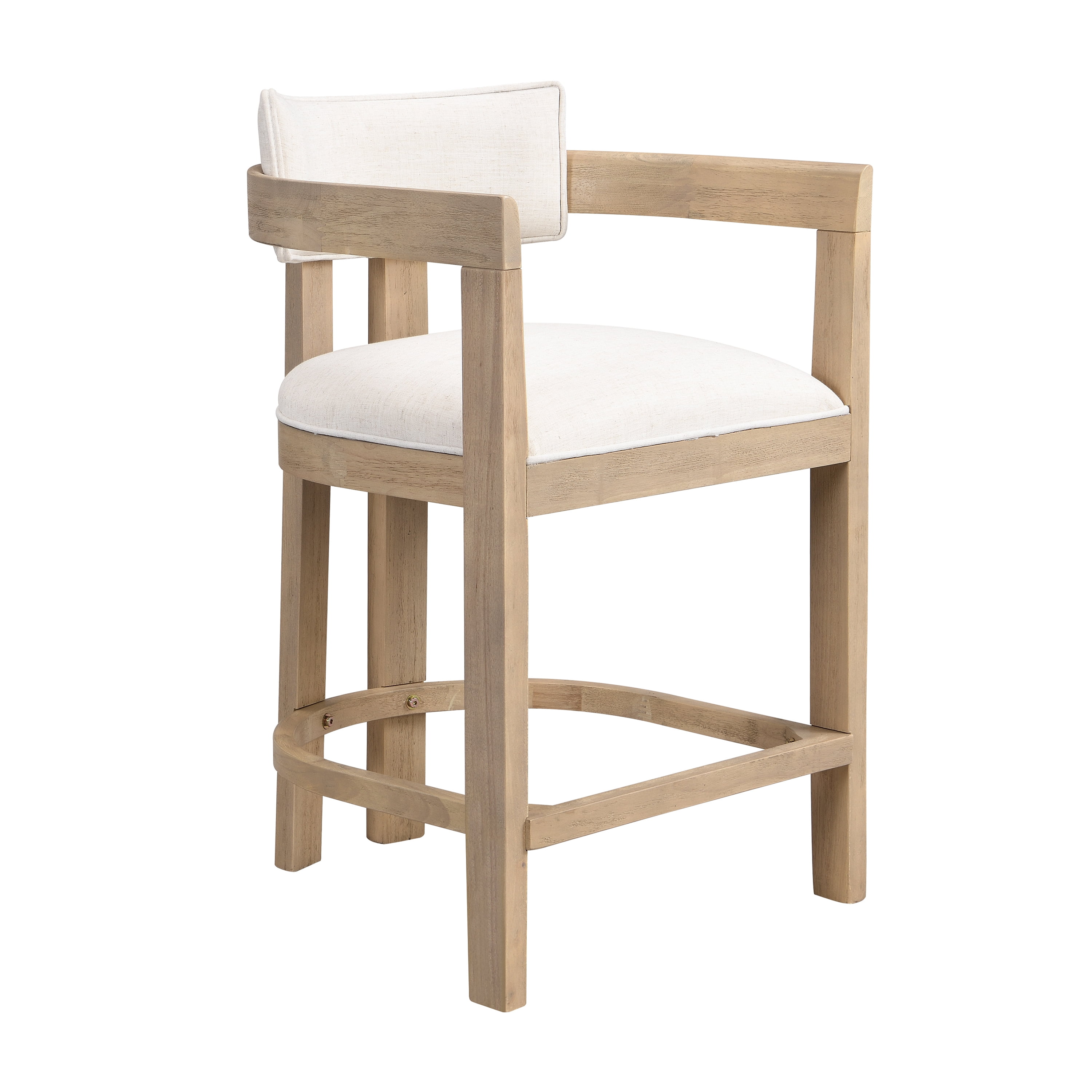 Tabourets de bar Noble House, hauteur de comptoir 66 cm, ensemble de 2, rembourrés avec dossier incurvé en bois massif, beige et frêne naturel