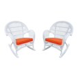 thumbnail image 1 of Jeco Wicker Rocker Chair in White with Orange Cushion (Set of 4), 1 of 1