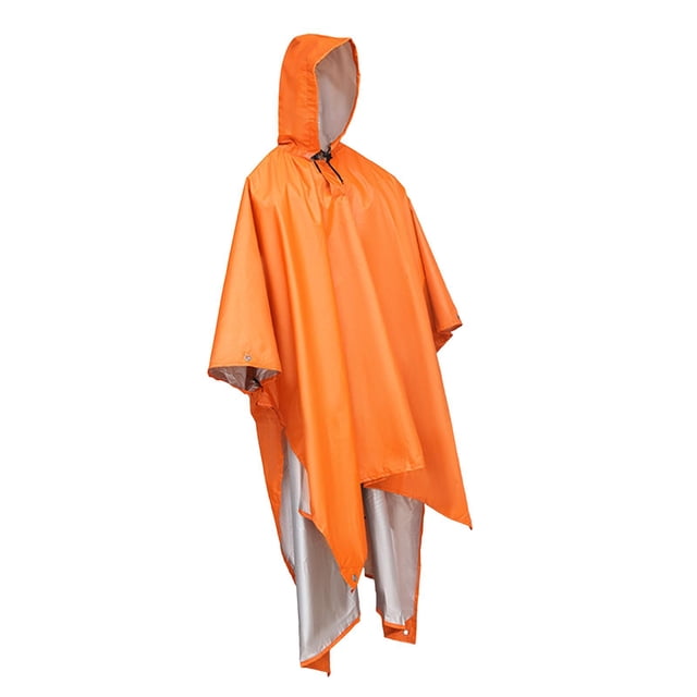 Poncho de Pluie à Capuche Imperméable Léger Réutilisable Imperméable Cape de Pluie pour Orange