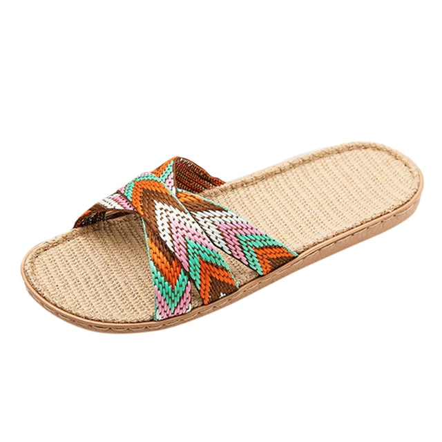 Kcodviy Chaussures Pantoufles en Lin Plage Pantoufles Léopard Pantoufles Femmes Sandales d'Été Sandales à Enfiler Maison Pantoufles Bottes Femmes Hommes pour Femmes Pantoufles à Semelle Rigide pour Femmes Sandales Chaussures de Sol Sandale pour Femme