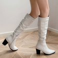 thumbnail image 5 of B91xZ Bottes de Neige d'Hiver pour Femmes Bout Rond Talon Bloc Bottines pour Femmes, Blanc 8, 5 of 5