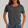 thumbnail image 2 of Yuyuzo Hauts Courts pour Femmes T-Shirts à Manches Courtes Col Rond Hauts de Sortie T-Shirts Unis Hauts, 2 of 7