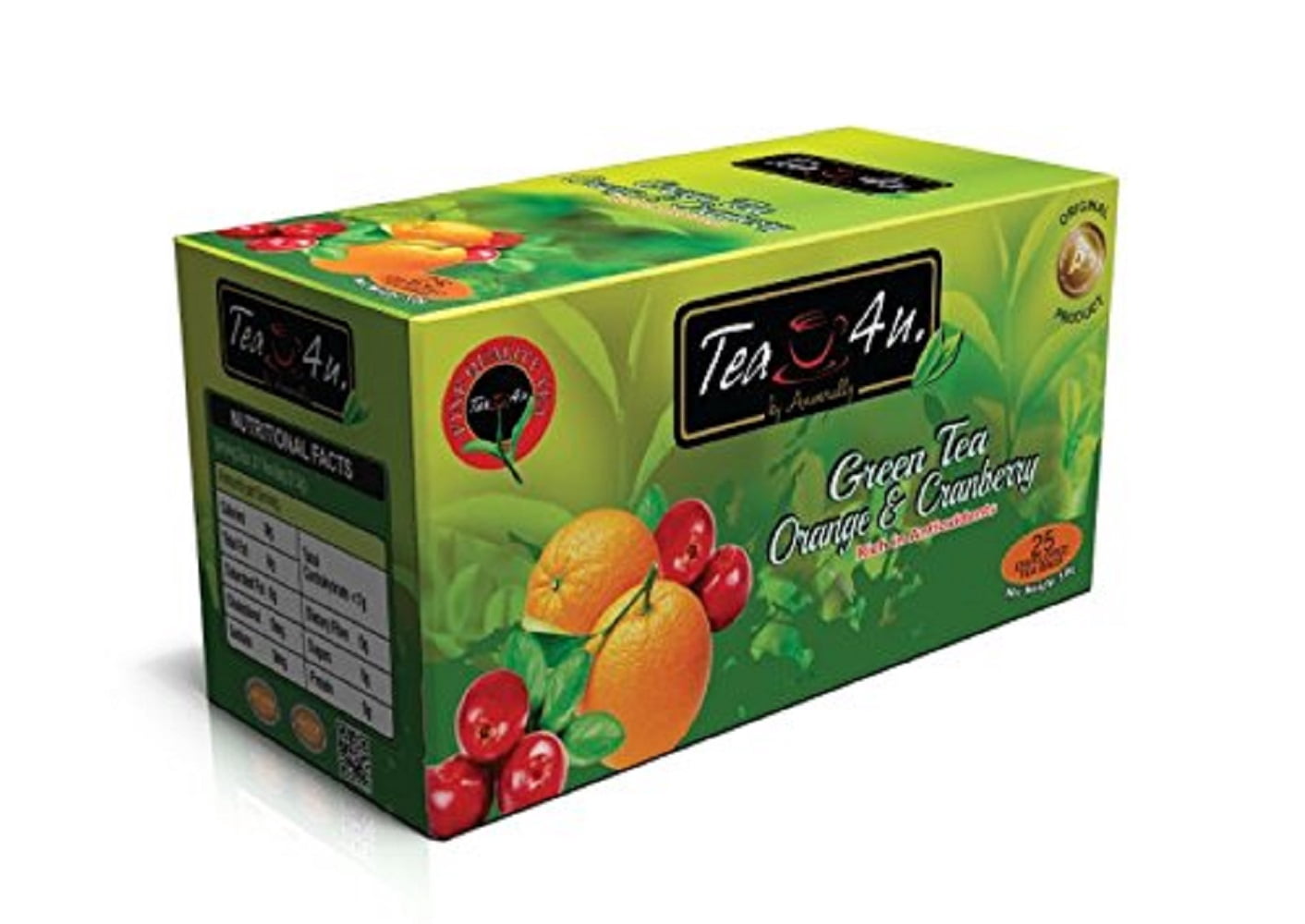 Orange and Cranberry Green Tea, Tea4u from Sri Lanka, 25 Tea Bags