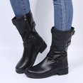 thumbnail image 1 of Bmisegm Bottes Rétro pour Femmes à Fermeture Éclair, Talon Carré, Couleur Unie, Tige Mi-Haute, Bout Rond, Chaussures Noires 8, 1 of 4