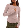 thumbnail image 1 of Yuyuzo Women's Ribbed Knit Tops Long Sleeve Crewneck Slim Tight T Shirts 2025 Basic Solid Color Tees, 1 of 7