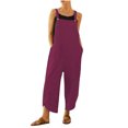 thumbnail image 1 of Birdeem Combinaison Pantalon à Bretelles Sans Manches pour Femme, Mode Été, Unie, Décontractée, avec Boutons et Poches, 1 of 1