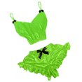 thumbnail image 1 of Birdeem Ensemble de Pyjama Camisole en Velours Aguichant à Col en V pour Femmes avec Short Nœud Papillon, 1 of 3