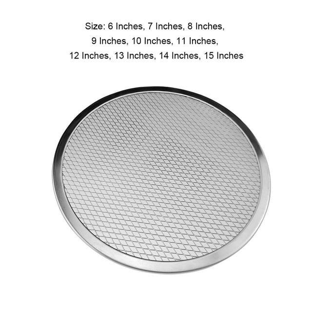 Pizza Plateau de Cuisson pour Rond en Aluminium Plat en Maille Maille Pizza Cuisson Rond en Aluminium Moule à Pizza Plateau de Cuisine pour Pâtisserie - 10 Pouces. le Plateau Est Fait d'Un Alliage d'Aluminium Léger avec un Revêtement Anti-Rayures et Présente un design à Maille Plate pour une Meilleure circulation de l'Air. Il a un Bord Lisse pour une Manutention Sécuritaire et Plusieurs Trous Respirants au Fond pour une Cuisson Uniforme. Convient pour une Utilisation dans les Fours de Terrasse et les Fours à Convoyeur. Présenté en Fini Argenté avec un Diamètre de 10 Pouces.