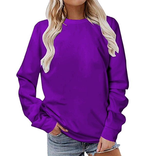 Timegard Womens Sweatshirt Long Sleeve Crewneck Comfy Pullover Fall Winter Basic Casual Loose Tops
