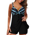 thumbnail image 1 of Tankini Swimsuits for Women Ladies Solid Color Bandage Pleated Bikini Split Bathing Suits, 1 of 7