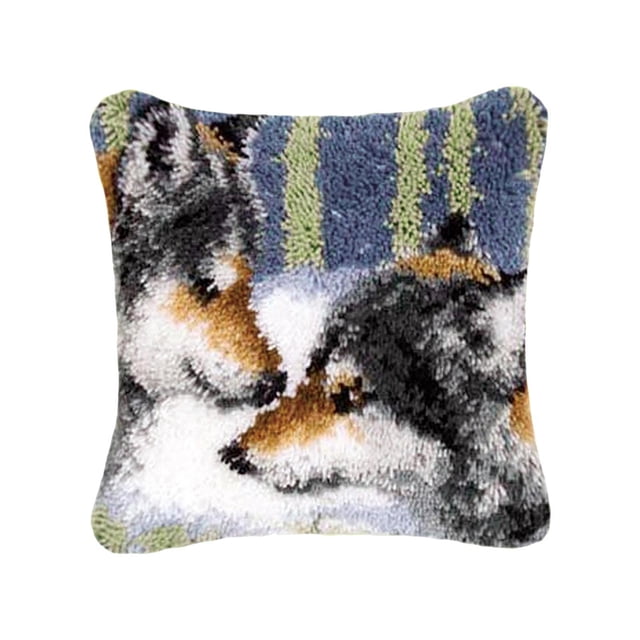 fastboy DIY Hook Set Throw Pillow Covers Craft for Embroidery Carpet Wolf