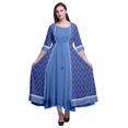 thumbnail image 1 of Bimba Robe Anarkali Imprimée pour Femmes Kurti Indienne Sans Manches Kurta Évasée, 1 of 6