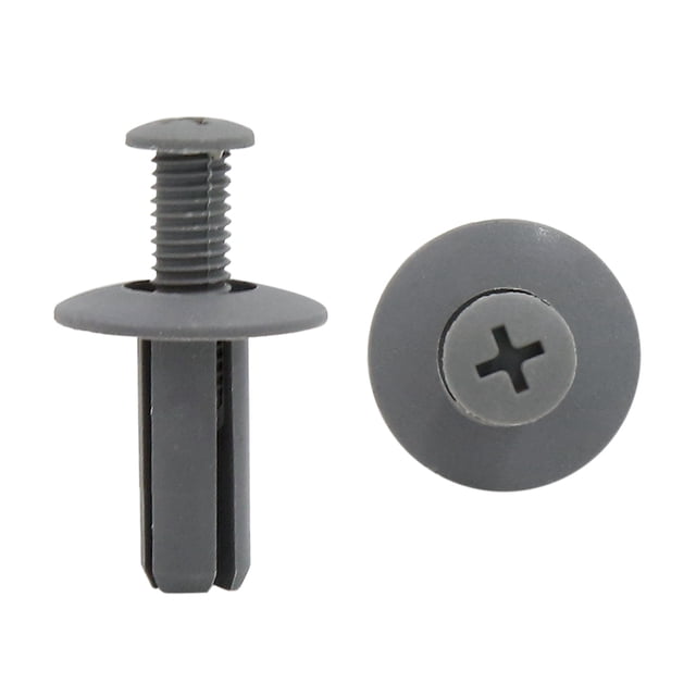 Unique Bargains 100 Pcs Clips Poussoirs de Fixation à Rivets en Plastique Gris de 8 mm pour Garde-Boue de Voiture Auto. l'Image Affiche Deux Rivets en Plastique Gris avec une Tête en Forme de Croix et une Conception de Type Poussoir, Mesurant un Diamètre de Tête de 20 mm et une Longueur de Tige de 20 mm. Ces Clips Sont Idéaux pour les Usages Automobiles Tels Que Garde-Boue, Pare-Chocs, Panneaux de Porte et Pare-Éclaboussures, s'Adaptent à une Taille de Trou de 8 mm.