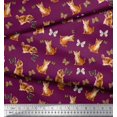 thumbnail image 2 of Soimoi Pink Cotton Cambric Fabric Insect & Cat Animal Print Fabric by The Yard 42 Inch Wide, 2 of 3