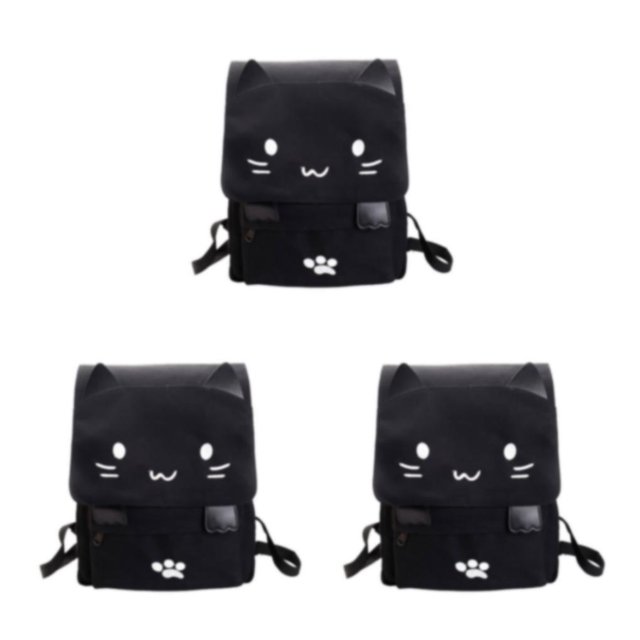 Transemion Men S Backpack Rugged And Durable Construction Travel Fun Canvas Backpack White-Cat 3Set