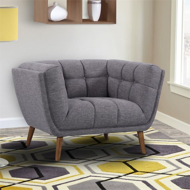 Armen Living Phantom Fabric Upholstered Chair in Dark Gray