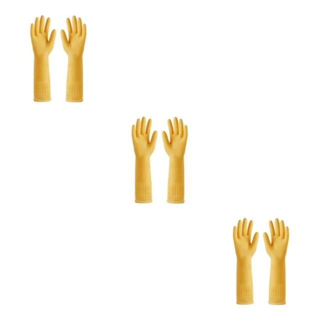 Youkk 2X Rubber Gloves Kitchen Gadget Gardening Tool Exquisite Multipurpose Yard Yellow S 3Set