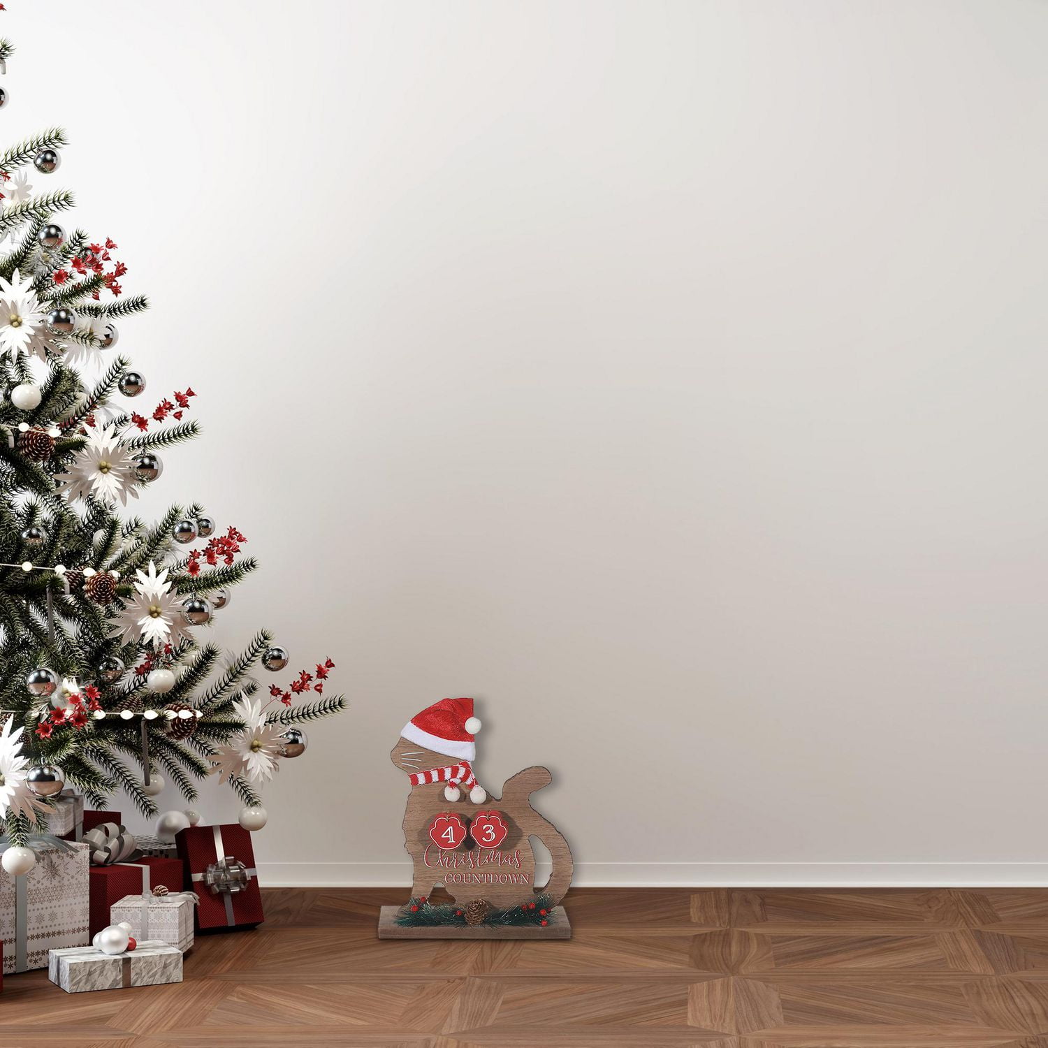 Calendrier Chat En Bois, Compte À Rebours De Noël