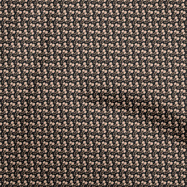 oneOone Georgette Viscose Black Fabric Floral Craft Projects Decor Fabric Printed By The Yard 42 Inch Wide