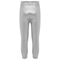 thumbnail image 4 of MSemis Girls Jazz Dance Leggings Metallic Ribbed Elastic Waistband Solid Color Toursers for Hip-hop Performance Silver 140, 4 of 7