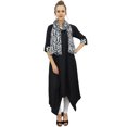 thumbnail image 3 of Bimba Robe d'Été pour Femme en Coton Noir avec Foulard, Ourlet Asymétrique - 16, 3 of 9